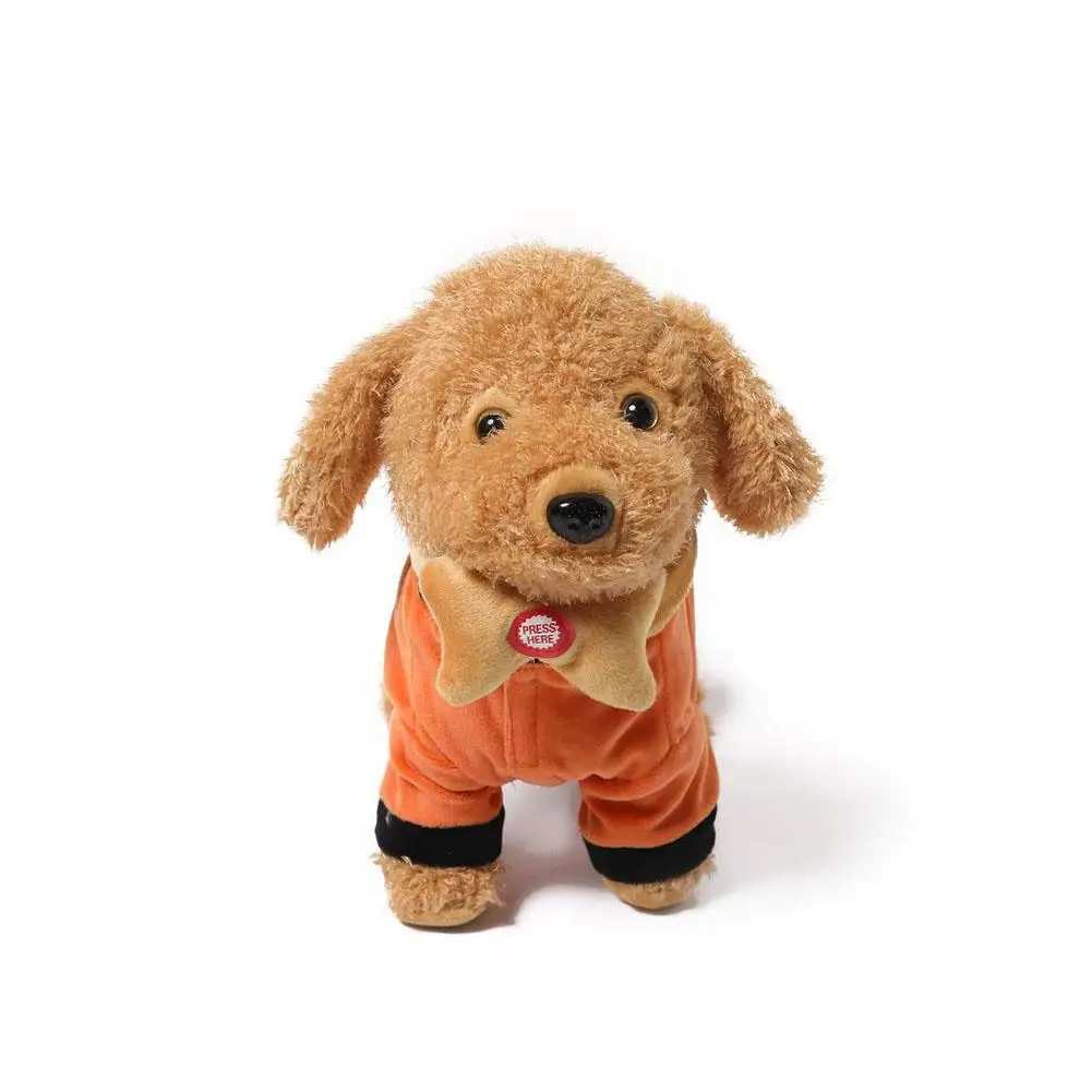 Ни один милый Электрический плюшевый собака с функцией музыки дети распознавание обучающая игрушка Ходьба плюшевый пудель - Цвет: Orange 8241A