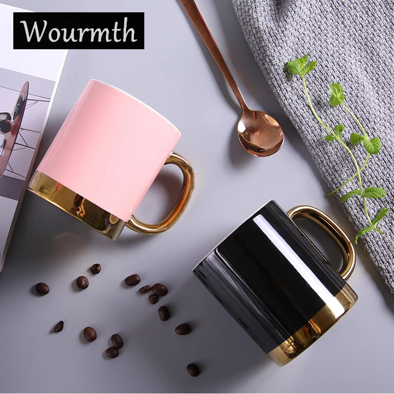 Wourmth Modern style Mugs Porcelain Couple Coffee Cup Black Tea Cup Mug