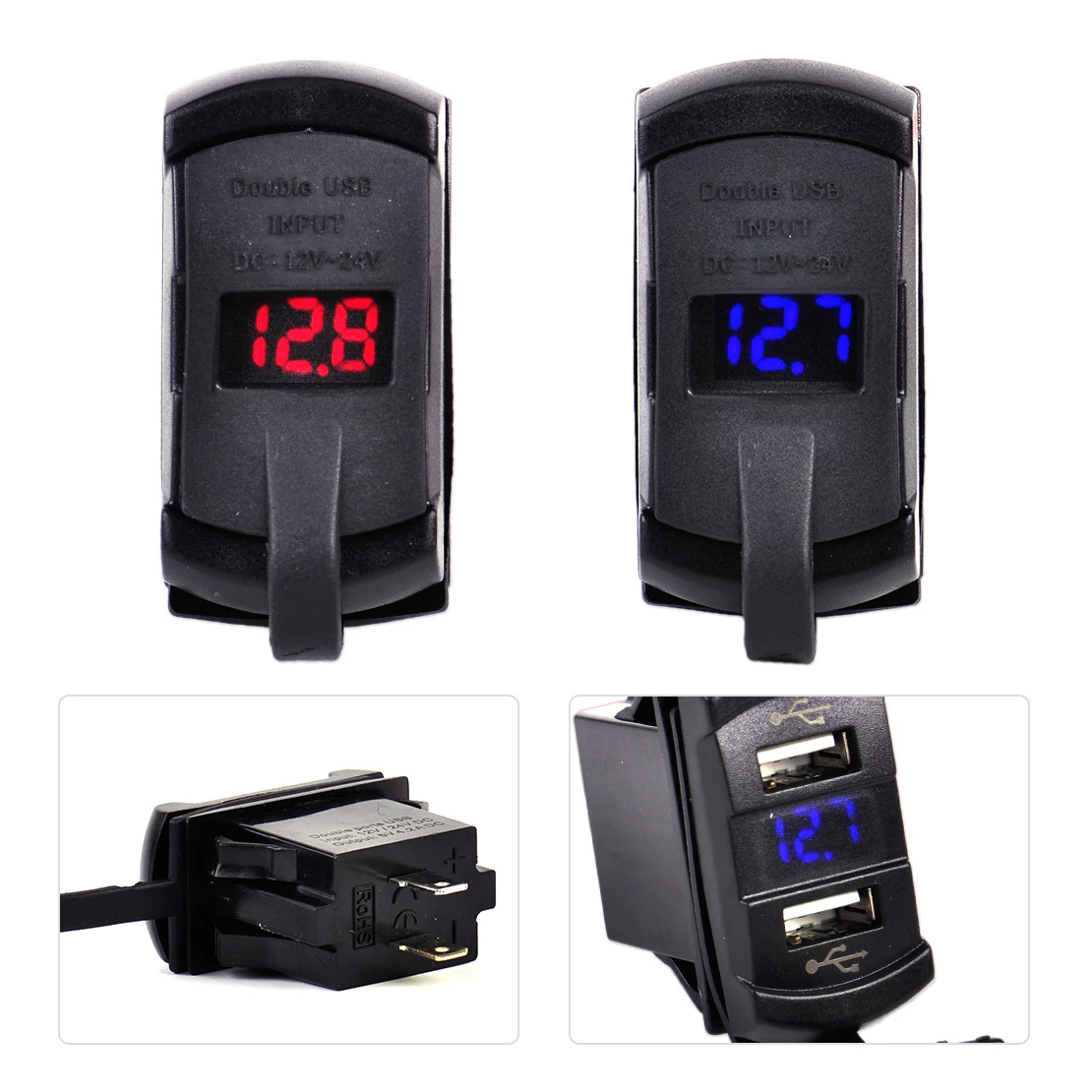 

DWCX New Universal Car Charger USB Charger Socket Waterproof Dual Ports USB Outlet DC 12V 24V For Toyota Boat iPhone Samsung