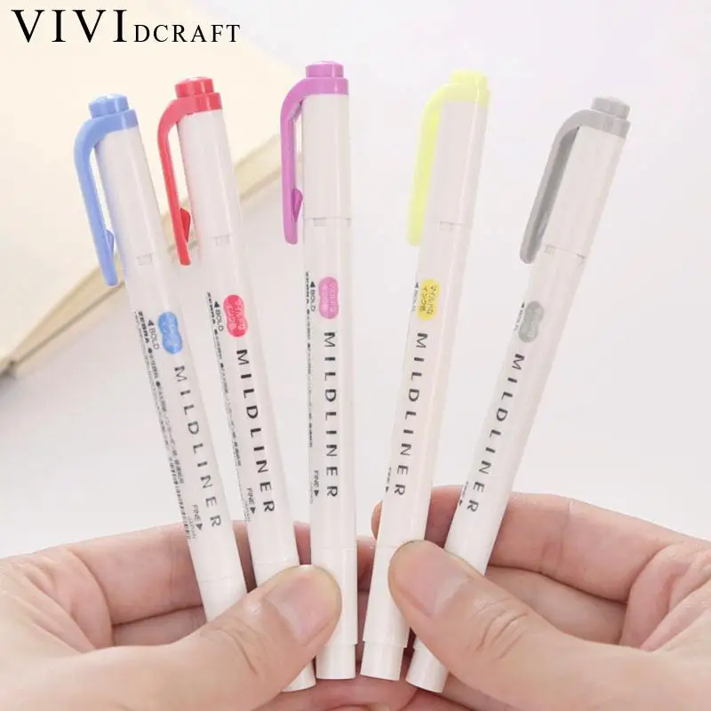 

1pcs Japanese Zebra Mild liner Pens Drawing Marker Pen Double Headed Fluorescent Pen Art Highlighter Mildliner Mark Pen