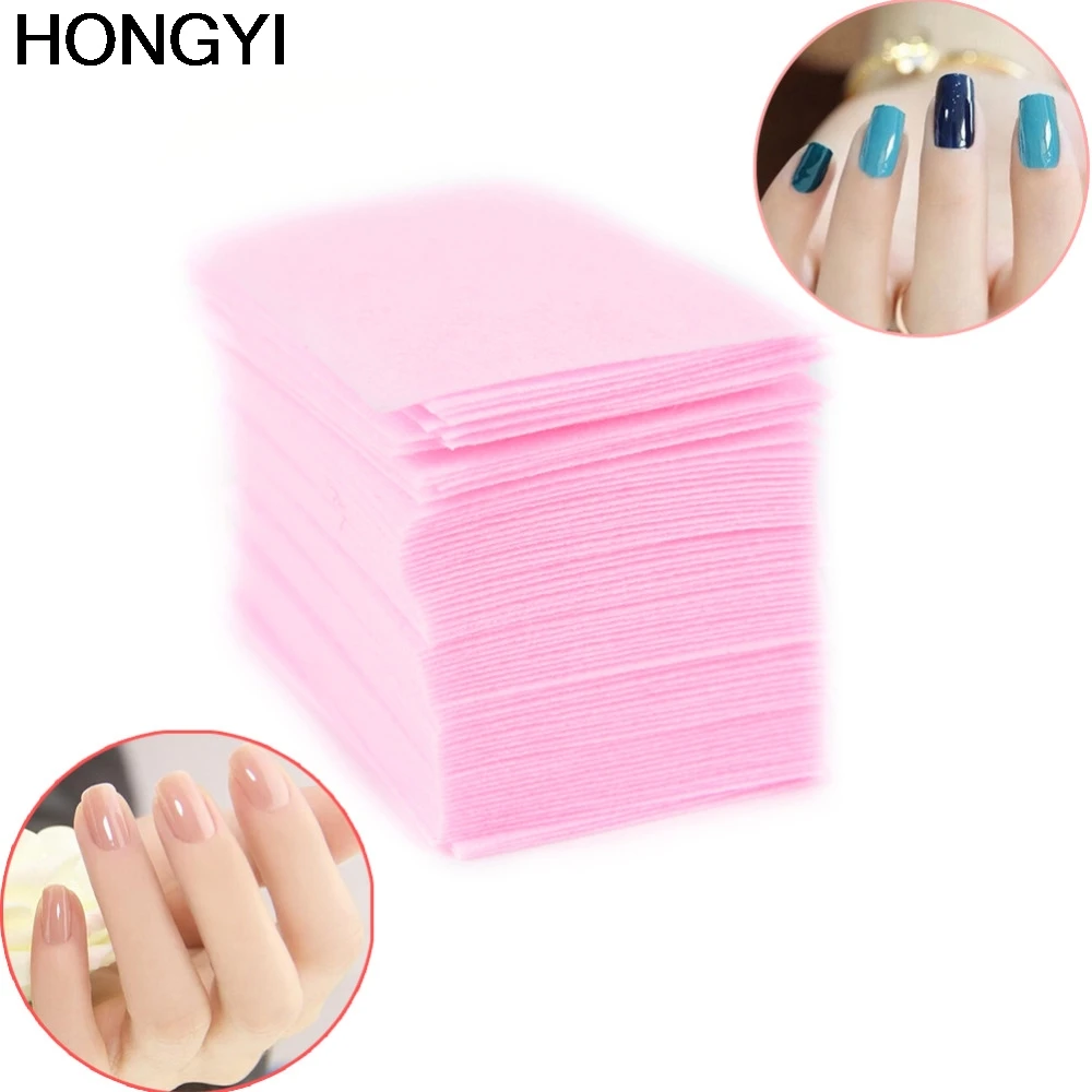HONGYI 100 Pcs Pink Nail Polish Remover Cleaner Manicure Wipes Lint
