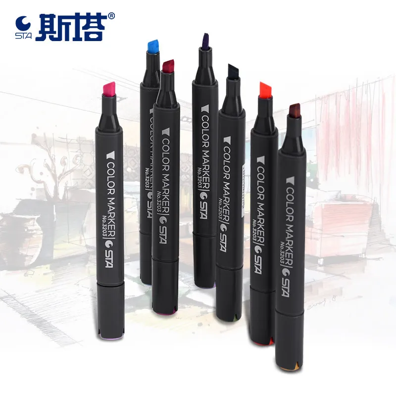 

STA 3203 80 Colors Artist Alcohol Based Markers Dual Tip Permanent Drawing Twin Sketch Highlighters Set with Bag for Adult