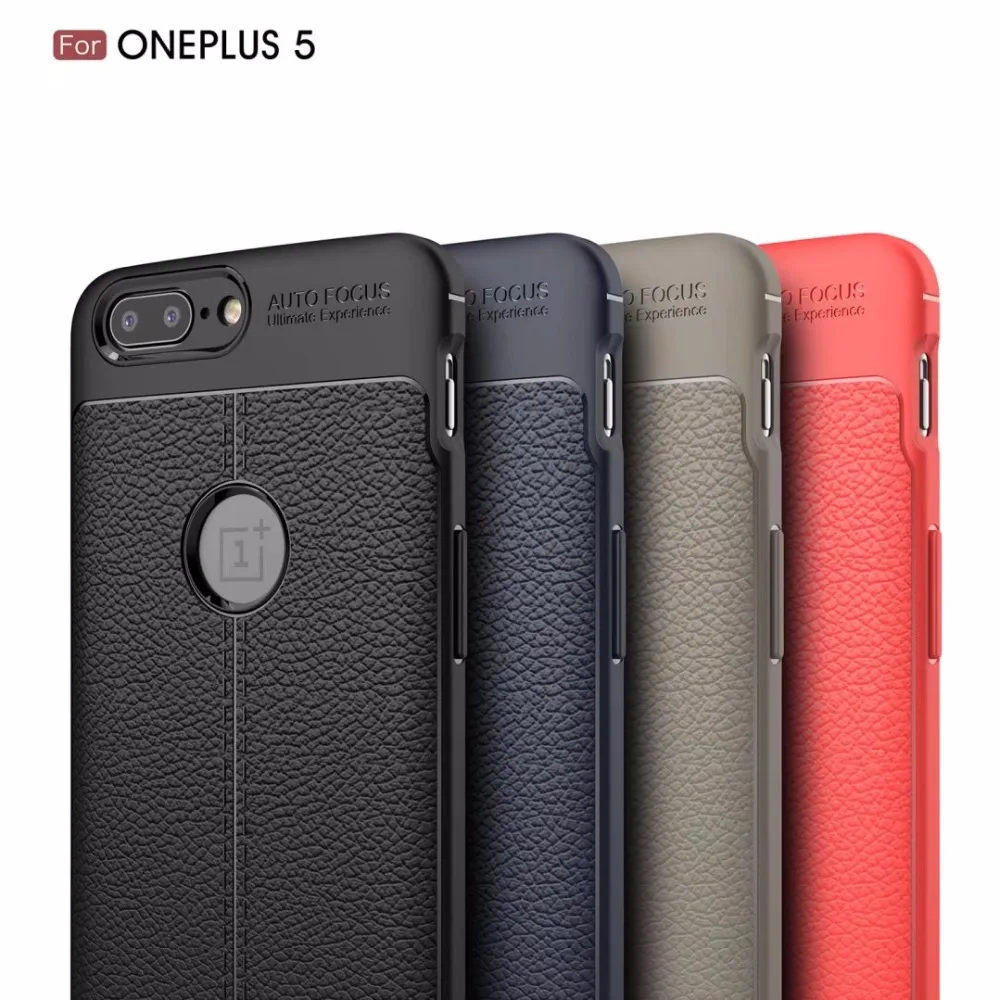 

INIZEAL for One Plus 5 Case Luxury Lichi Pattern Soft TPU Shockproof Protective Case for Oneplus 5 Business Design Cover