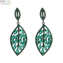 JUJIA, 5 цветов, серьги в виде листьев, хорошее качество, тренд, модные женские серьги с кристаллами, винтажные массивные модные серьги