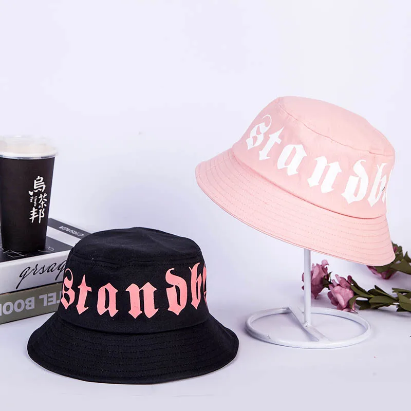 

2019 summer new Korean men and women creative literary letters printed flower pot hat outdoor sunshade foldable fisherman hat