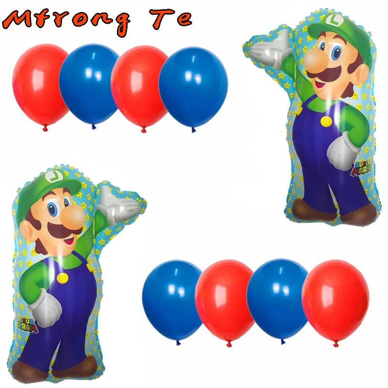 

10pcs 60*45cm Super Mario Balloons America Captain Spiderman Kids Birthday Balloon 12'' Red Blue latex Decoration Supplies Toy