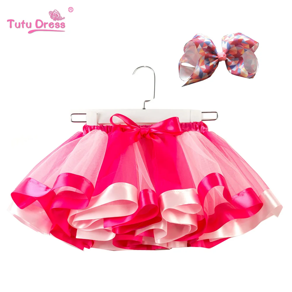 Girls Skirts Princess Tutu Skirt Rainbow Bow Headwear Party Dance Ballet Costume Toddler Kids Baby Girls Clothes Mini Pettiskirt