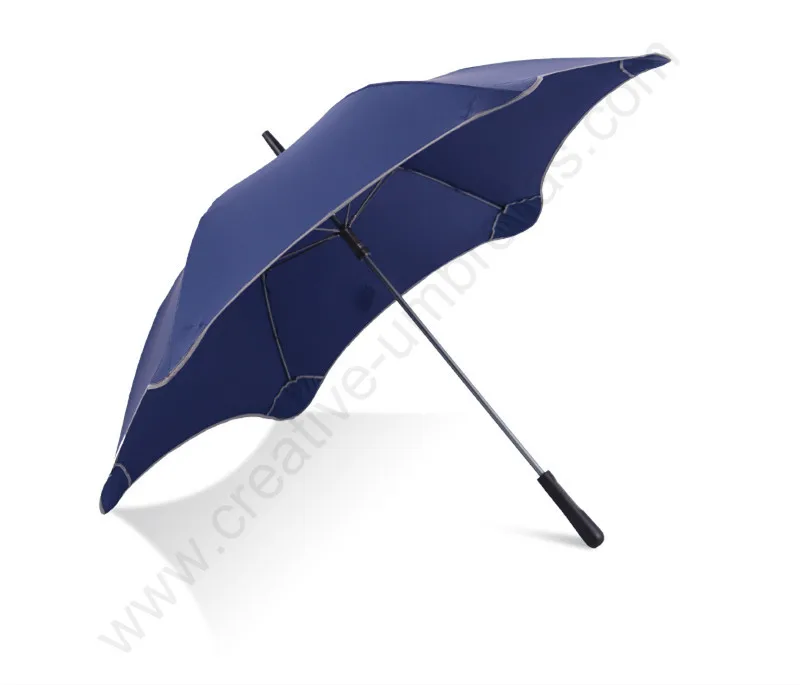 Self-defense aviation alloy anti-thunder fiberglass floral plum blossom umbrella neon reflective safe night walking parasol - Цвет: Navy Blue(125cm)