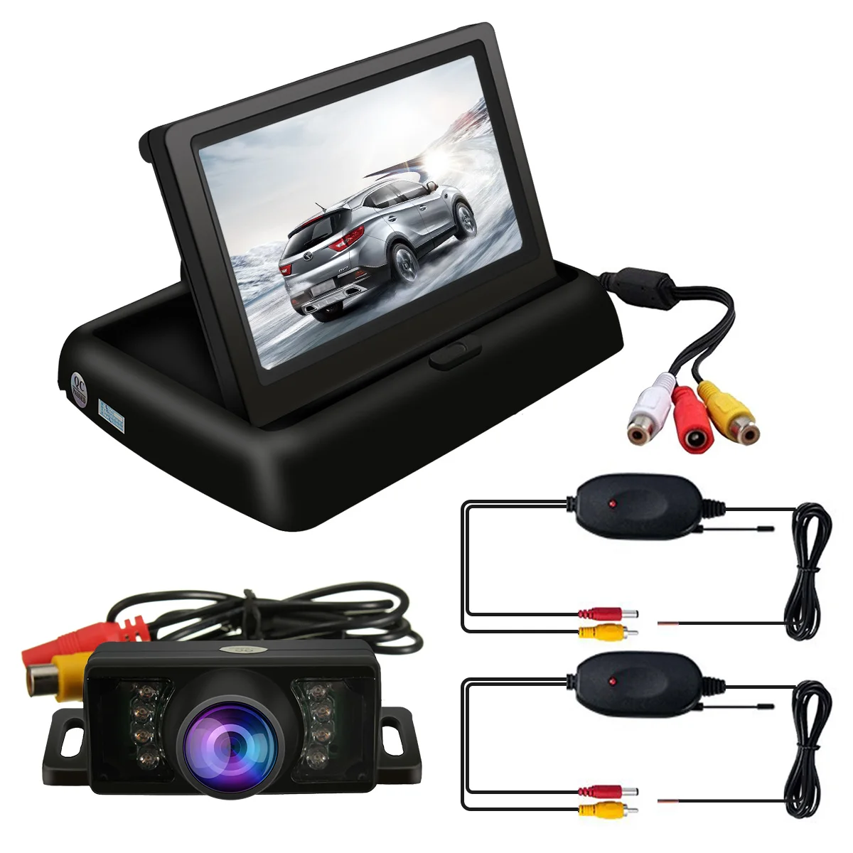 Автомобильный 4,3 складной монитор дисплей экран TFT lcd с ночным видением резервного копирования резервная парковочная камера заднего вида беспроводная ИК