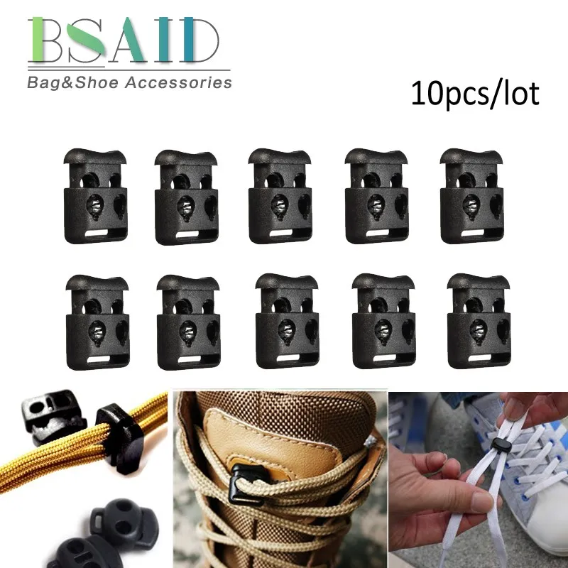 

BSAID 10pcs/lot 4mm Hole Shoelace Buckle Cord Locks Bean Toggle Clip Plastic Stopper Cord Lock For Camping Motorcycle Shoes
