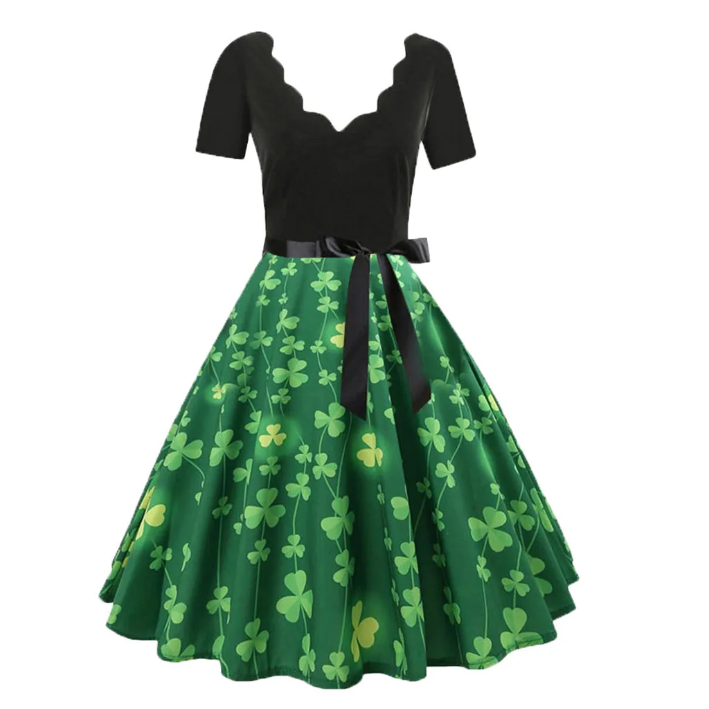 

New Dress Women Short Sleeve Fashion Print Vintage Casual Flare Dress Pus Size XXXL Women Dresses #25