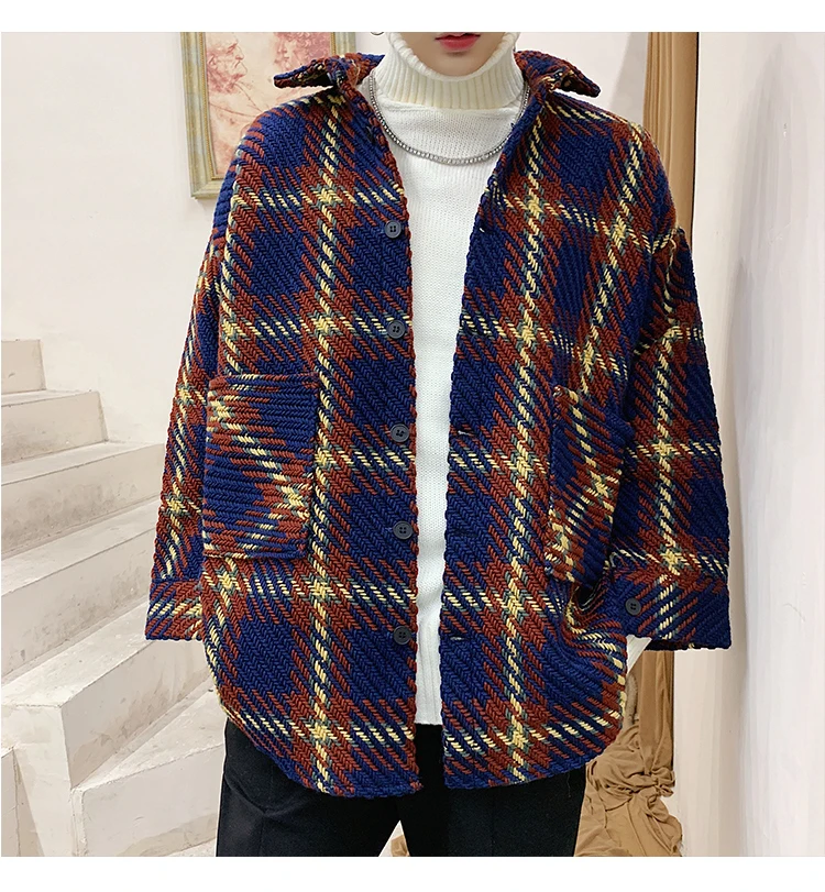 Повседневная рубашка Camicia Uomo клетчатая рубашка мужская Свободная куртка мужская клетчатая рубашка Осенняя винтажная рубашка с длинными