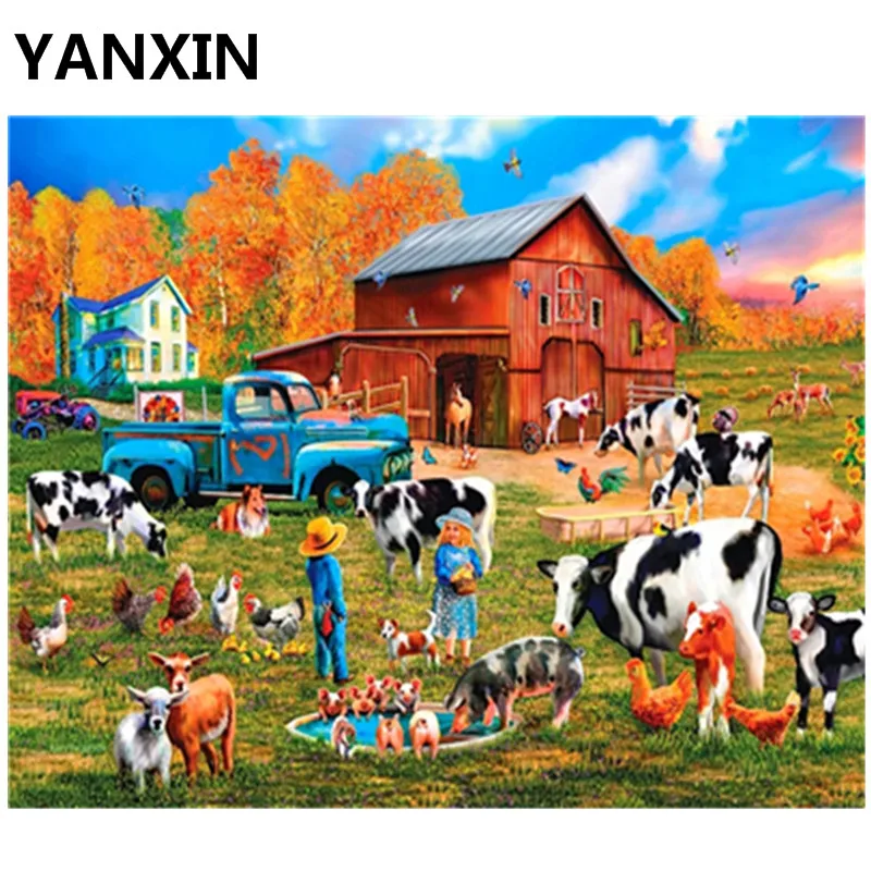 

YANXIN DIY Frame Painting By Numbers Oil Paint Wall Art Pictures Decor For Home Decoration