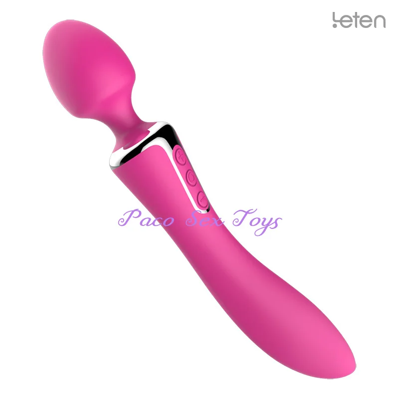  LETEN Double Penetration Magic Wand Rechargeable Waterproof Silicone G Spot Vibrator Clitoris Stimulator Sex Toys for Woman 