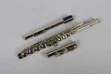 16 Holes Flute E Key Cupronickel Nickel Plated Concert Flute with Cleaning Cloth Stick Gloves Screwdriver Padded Bag #1502