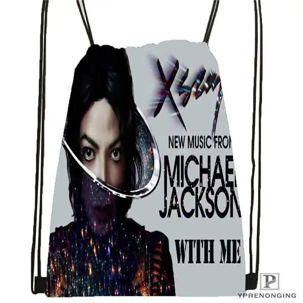 Drawstring Backpack Custom Майкл Джексон походная сумка на шнурке милый рюкзак дети ранец(черная спина) 31x40 см#20180611-02-64 - Цвет: Drawstring Backpack