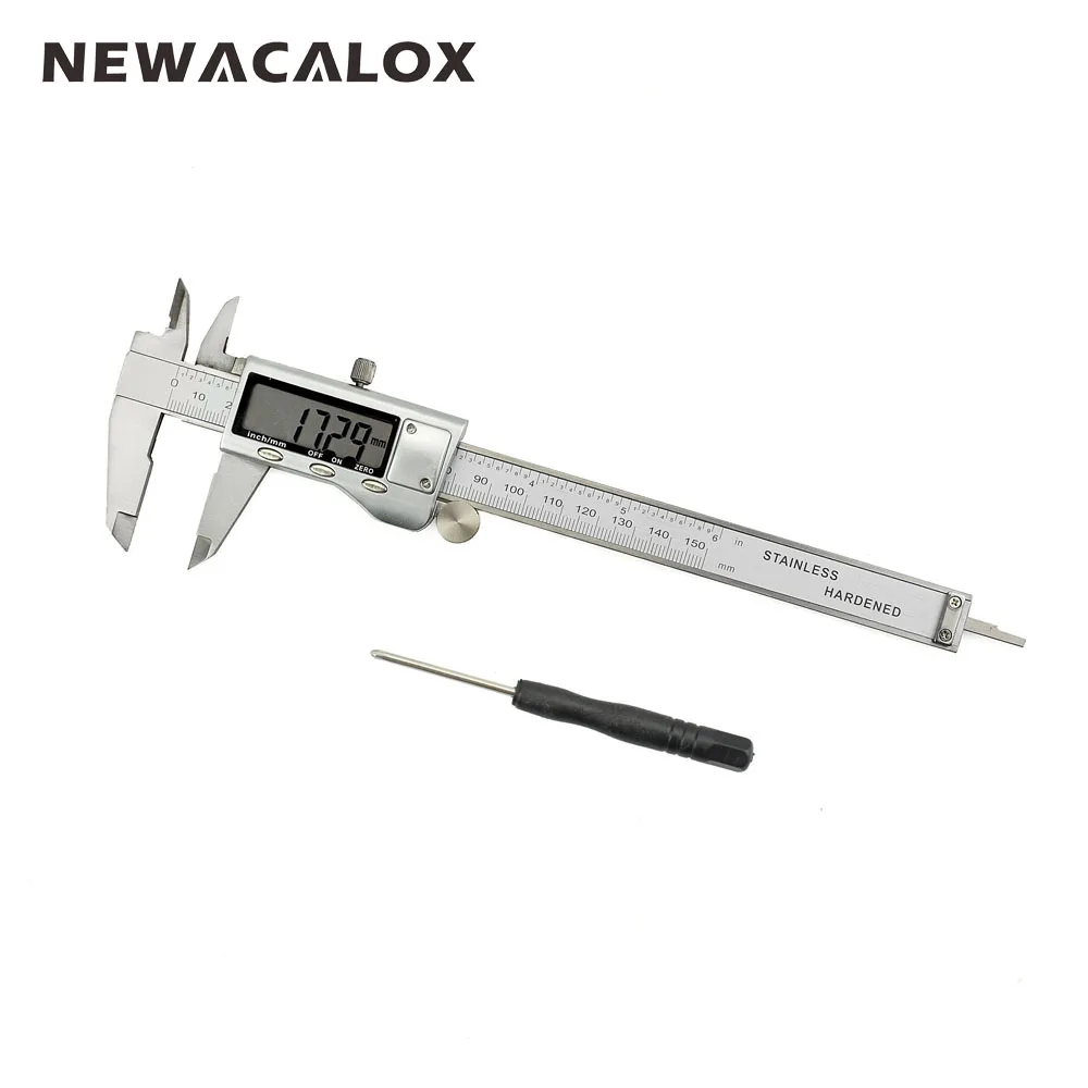 

NEWACALOX 150mm/0.01mm LCD Screen Digital Caliper Measurement Tool 0-6inch Electronic Stainless Steel Precision Metric Test Tool