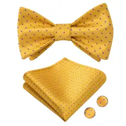 Мужской галстук-бабочка, галстук-бабочка, золотой шелковый галстук-бабочка, желтый галстук-бабочка с цветочным рисунком, дизайнерский