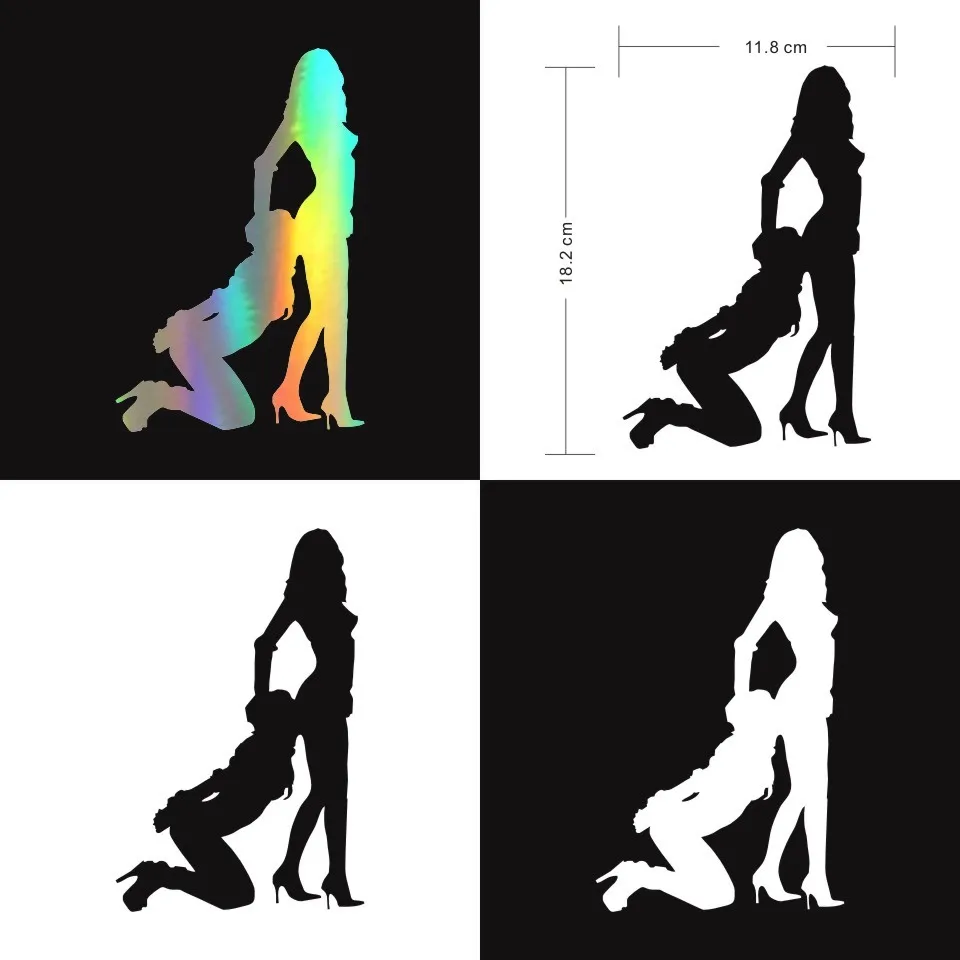 Cunymagos Girl Bondage Car Sticker Vinyl Decal Motorcycle Fashion Car-styling Car Wall Stickers LaserBlackSilver 11.8cm18 (2)