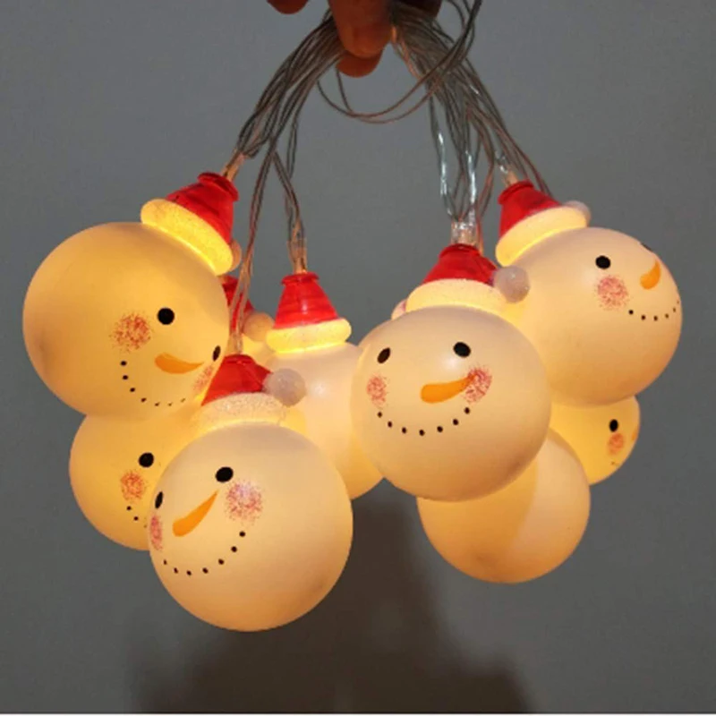 

ROPIO 1.5M/3M Christmas Snowman LED Garland Flashing Fairy String Light Indoor Christmas Tree Decoration Holiday Party Decor