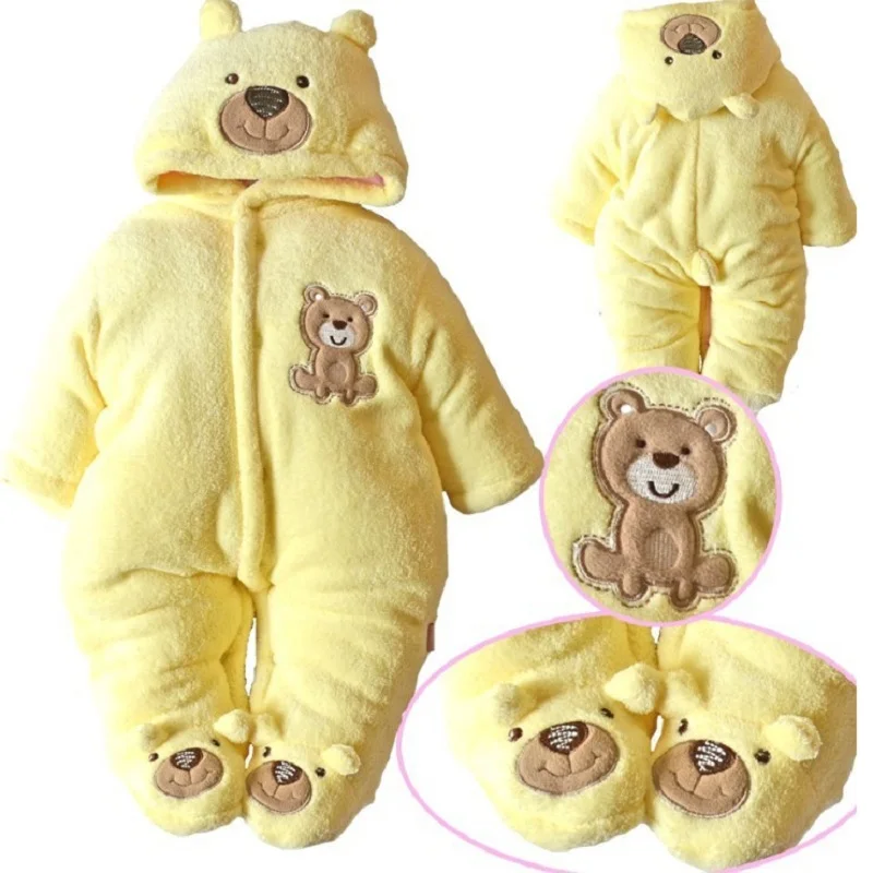 Bebé recién nacido Ropa de Coral polar cálido invierno Niño Rompers Cartoon ropa infantil Meninas oso abajo Snowsuit Bebe mono Bebé recién nacido Ropa de Coral polar cálido invierno Niño Rompers Cartoon ropa infantil Meninas oso abajo Snowsuit Bebe mono
