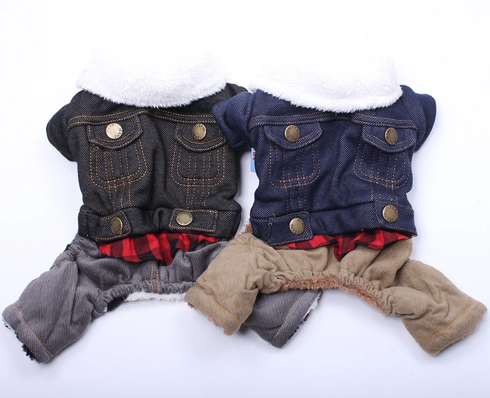 

Corduroy Dog Coat Pet Jacket Cat Puppy Fleece Jumpsuit Hoodie Winter Warm Apperal 2 Colours