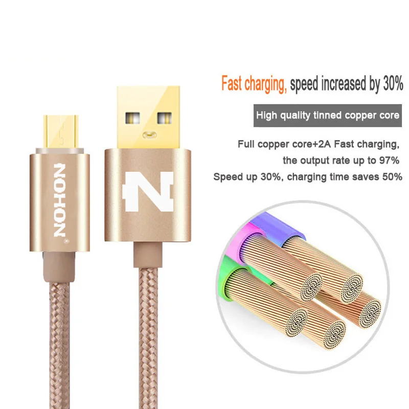 Кабель Micro USB NOHON для мобильных телефонов быстрая зарядка Samsung Huawei HTC Nokia Android провод
