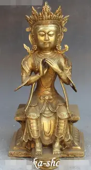 

14" Tibet Buddhism Bronze Seat Maitreya Bodhisattva Goddess Bodhisattva Statue
