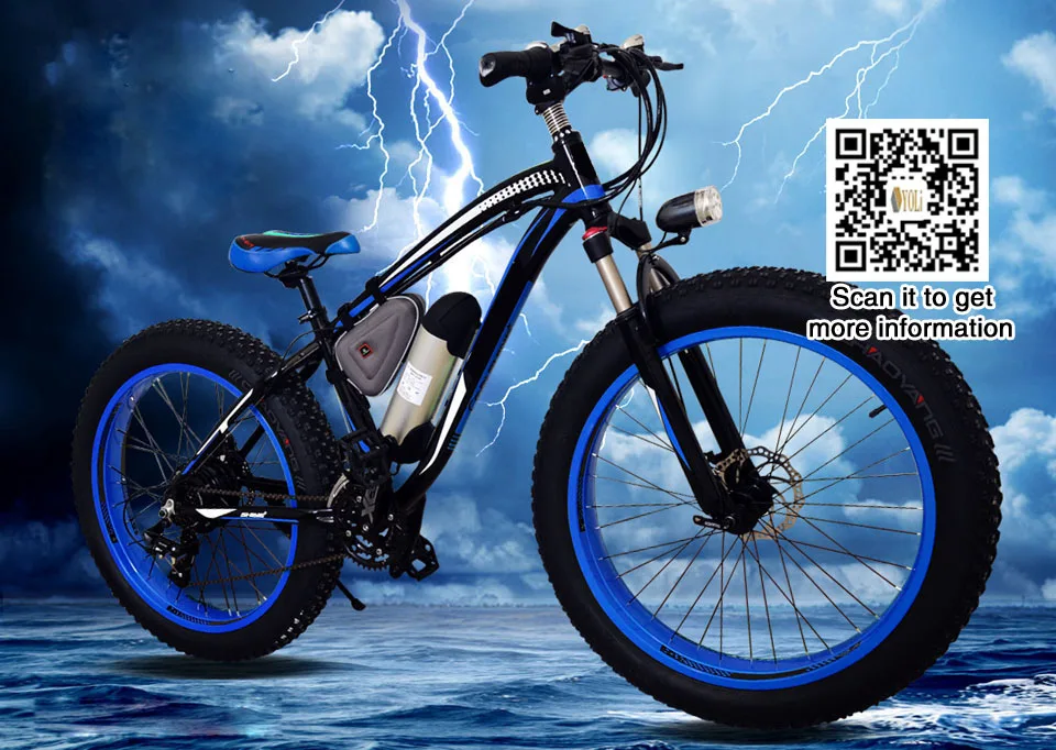 Top 48V 500W 10.4AH Lithium Battery Electric Bike 21 Speed Electric Fat Bicycle 26 Inch Mountain Bike Road Cycling Bicycle Unisex 3