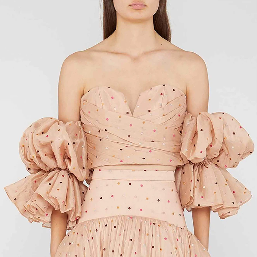 

New Hot 2019 Summer Polka Dot Women Top Slash Neck Off Shoulder Backless Crop Top Sexy Blouse Draped Patchwork Short Shirt