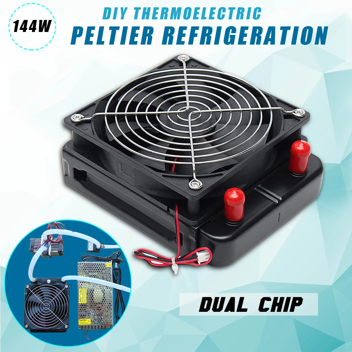 

144W Semiconductor Refrigeration Thermoelectric Peltier Dual Chip Cooling System US Plug Computer water Cooling Cooler For CPU