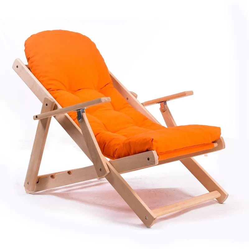  Soft and comfortable lazy chair wooden foldable reclining chair folding chair recreational lunch ba
