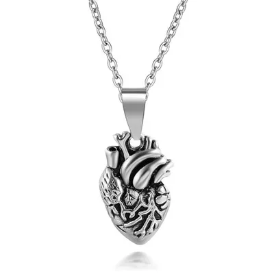 316L нержавеющая сталь человеческое сердце кулон ювелирные изделия ожерелье в стиле панк с подвеской для влюбленных - Окраска металла: small silver color