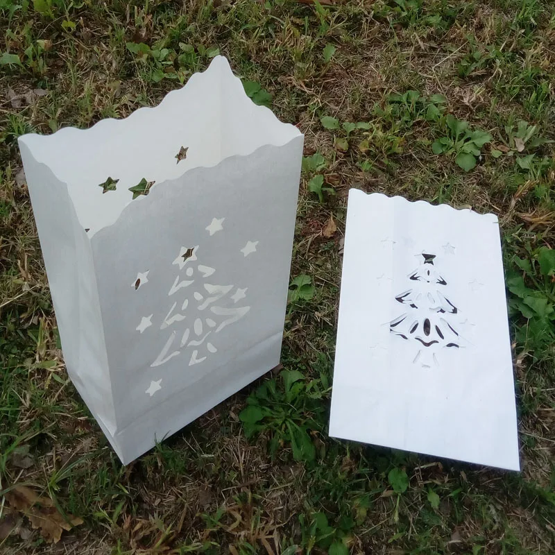 20pcs/lot 16*9*26cm white Christmas Tree Candle Paper Bag Christmas decorationin Lanterns from