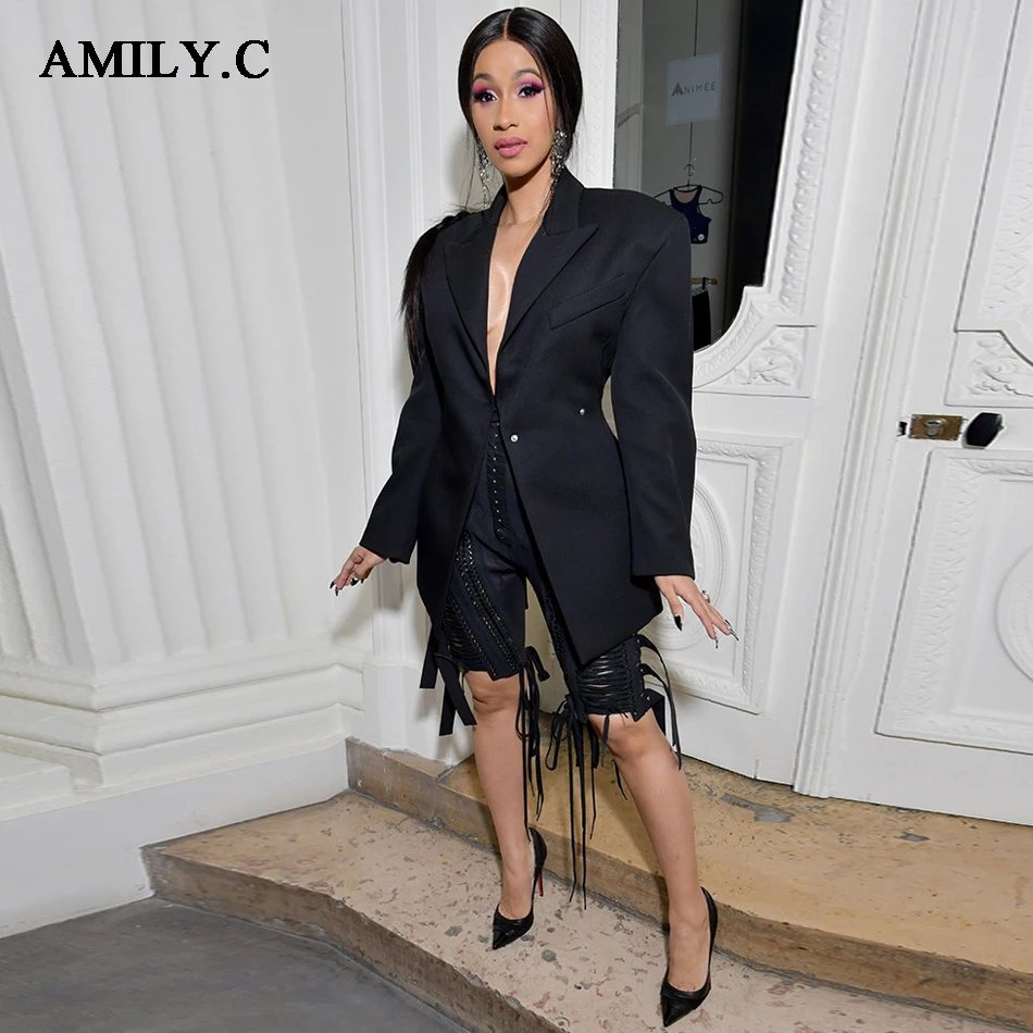 Cardi-B-Roupa-Lace-Up-Blazer-Cal-as-Peda-o-Definir-Borla-Ilh-Embellished-Backless-2 (2)