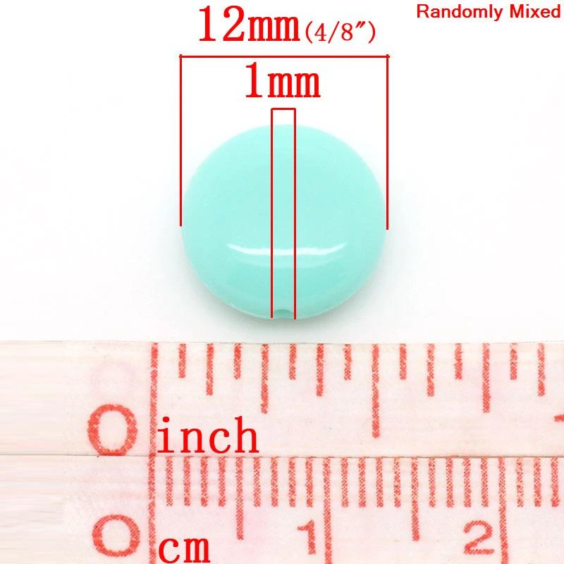 DoreenBeads акриловые разделительные бусины плоские круглые Смешанные 12 мм x 5 (4/8 дюйма