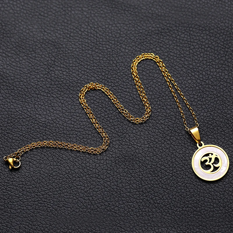 Нержавеющая сталь индийский буддийский AUM ожерелье с подвеской мантра Ом Золото/Серебро Цвета счастливый символ мира индуизм ювелирные изделия