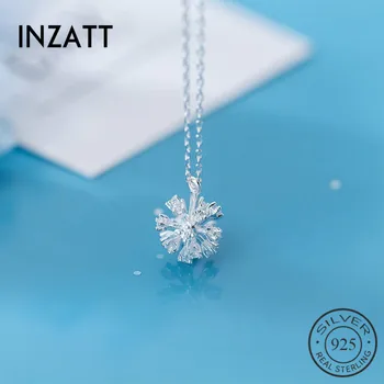 

INZATT Real 925 Sterling Silver Minimalist Dandelion Pendant Necklace For Fashion Women Fine Jewelry Trendy Accessories 2019