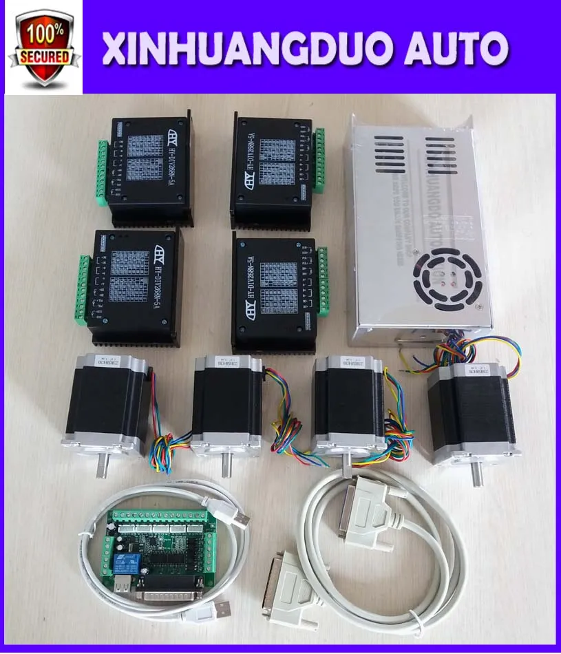 

CNC Router Kit 4 Axis, 4pcs 1 axis TB6600 driver +one interface board + 4pcs 76mm CNC Nema 23 stepper motor + one power supply