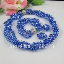 Очаровательная! Набор ювелирных изделий с синими кристаллами, 3 ряда, синий цвет, Модный комплект ювелирных изделий с кристаллами, Модные женские ювелирные изделия,, A2650