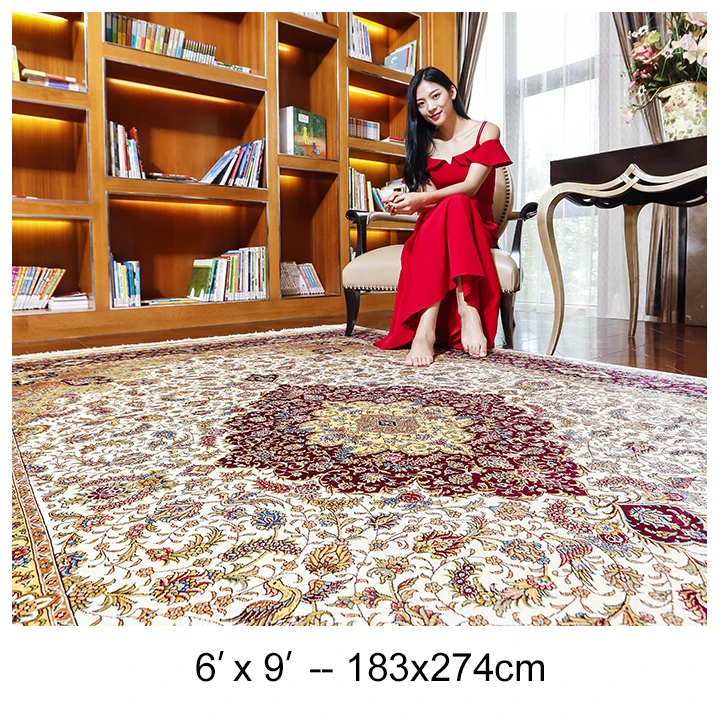 YILONG 6'x9' шелковый ковер ручной работы для украшения пола дома Кашмирский ковер