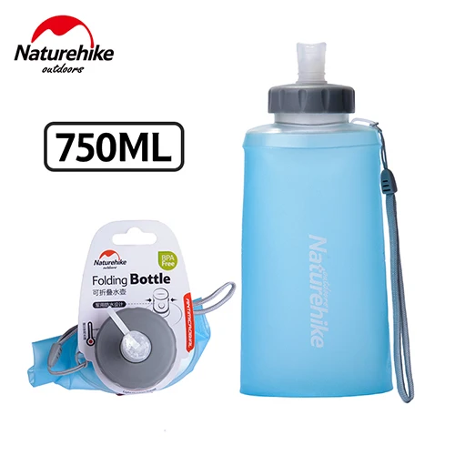 NatureHike 750 мл Спортивная бутылка для воды, портативная силиконовая складная посуда для напитков с соломинкой, велосипедная бутылка для воды - Цвет: Blue