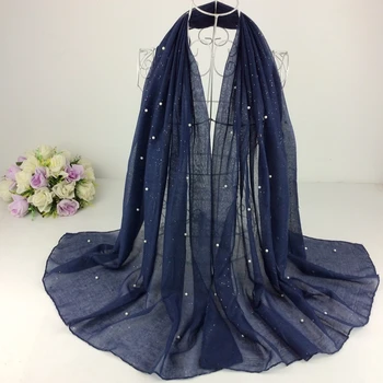 

20pcs Glitter Pearls Long Women Scarves And Shawls Muslim Hijab Luxury Shawl