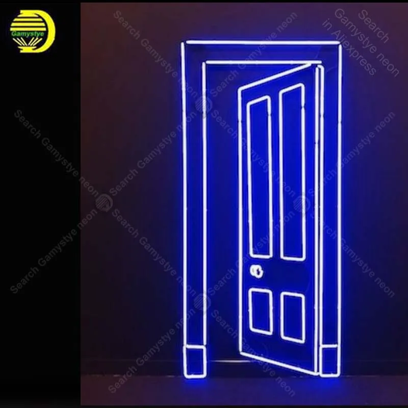 Neon Sign for Open the Door Neon Bulb sign handcraft Hotel neon signboard neon art wall lights anuncio luminos with clear board