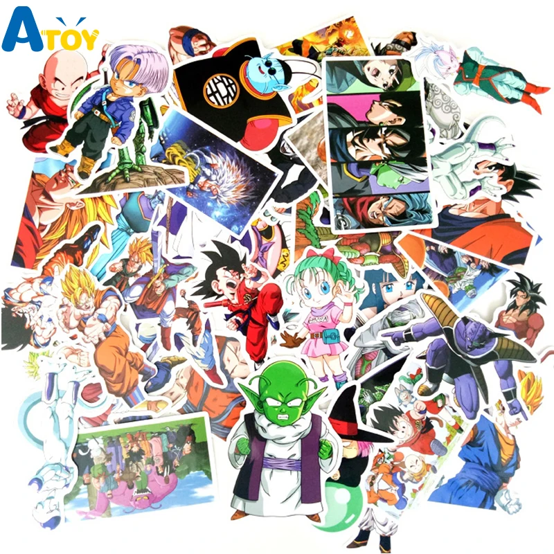 

50 Pcs Dragon Ball Sticker Mixed Style Anime Graffiti Sticker Toy For Laptop Skateboard Suitcase Computer Children Stickers Toy