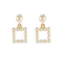 Pearls Clip Earrings For Women No Piercing No hole Ear Cuff Square Mental Gold Color Vinatge Party Jewelry Earrings