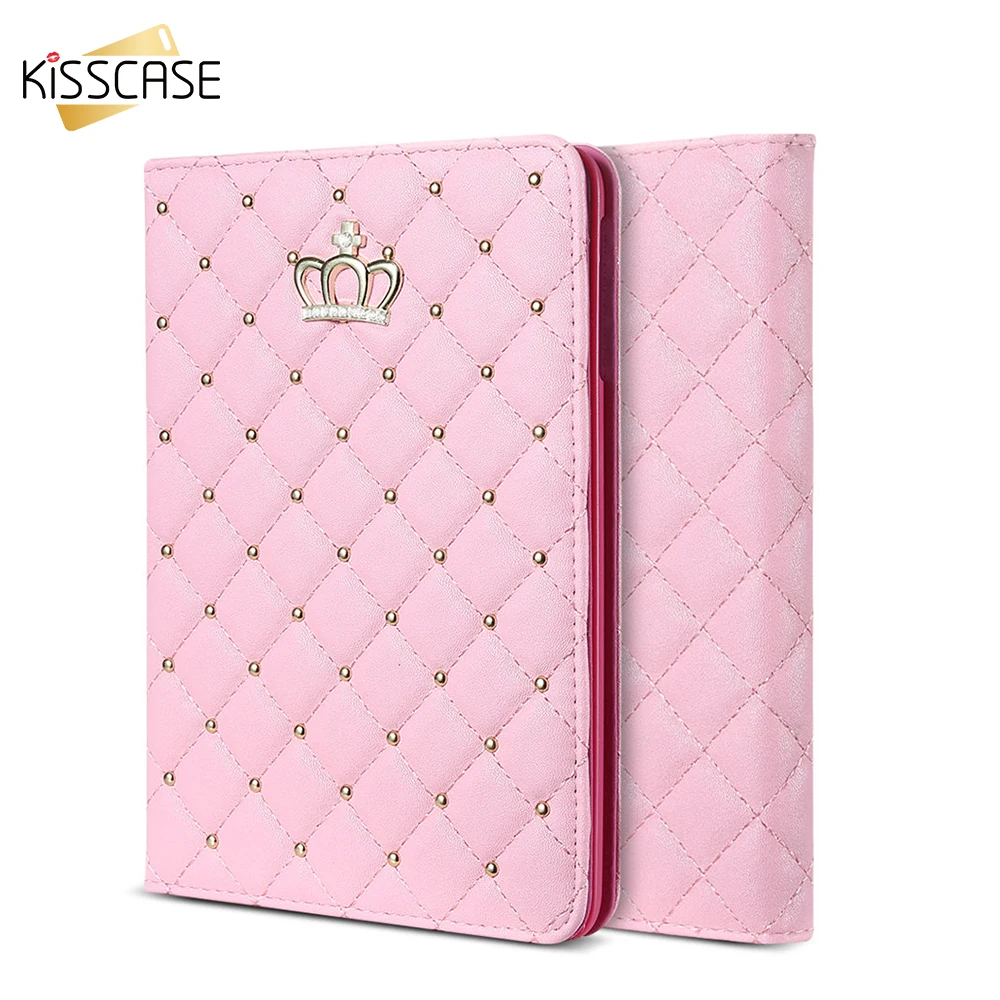 

KISSCASE Glitter Flip Tablet Case For ipad mini 4 Cover Luxury Rhinestone Crown Pattern Ultra Thin Flip Cover For ipad mini 4