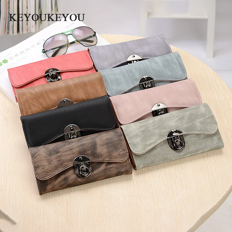KEYOUKEYOU Wallet For Women Mobile Wallet Women Big Leather PU Purses Luxury Credit Card Wallets