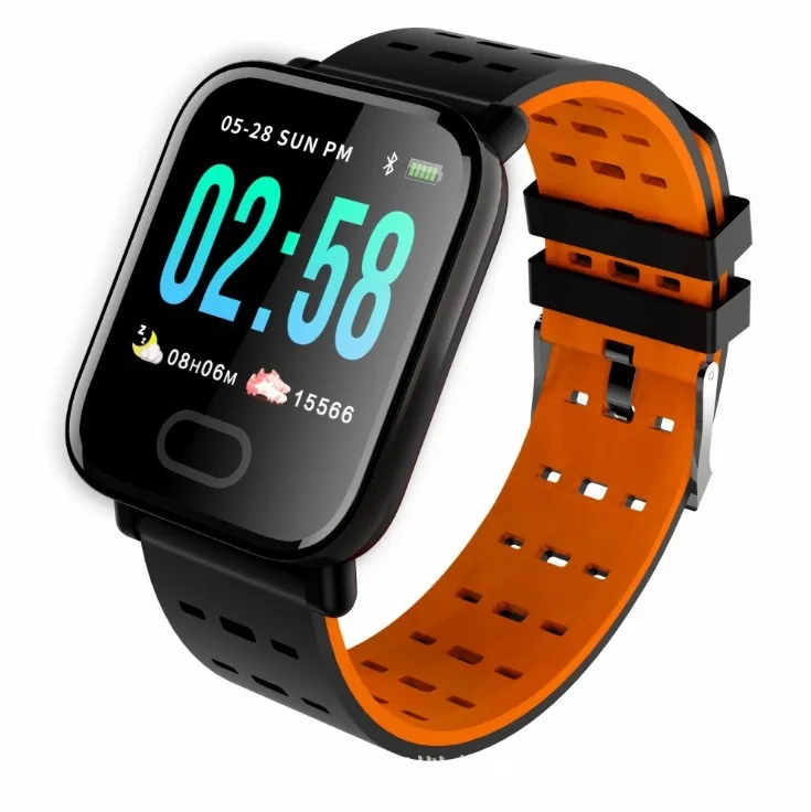 A6, цветной экран, кровяное давление, спортивные Смарт-часы, пульсометр, фитнес-трекер, для мужчин и женщин, Смарт-часы для IOS, Android - Цвет: Красный