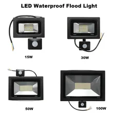 15W 30W 60W 100W Floodlight PIR Motion Sensor LED Flood Light 2835 SMD Outdoor Lamp Warm/White Waterproof IP65